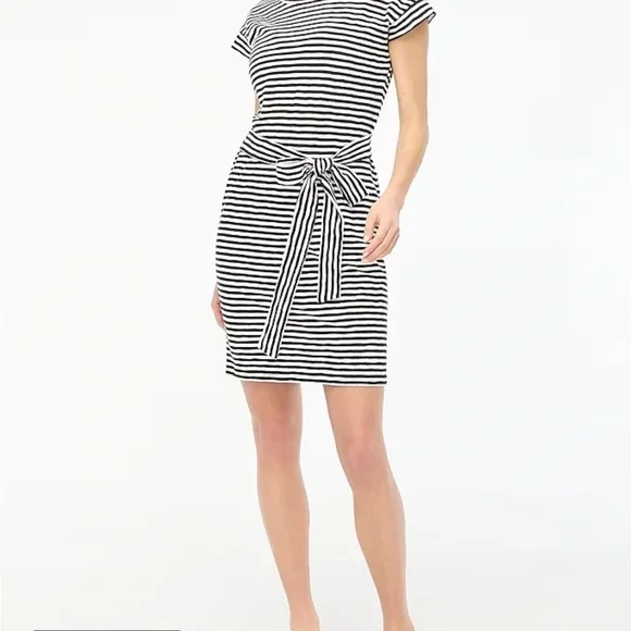 J Crew Short-sleeve striped tie-waist T-shirt dress Black and white size Small - Picture 3 of 8